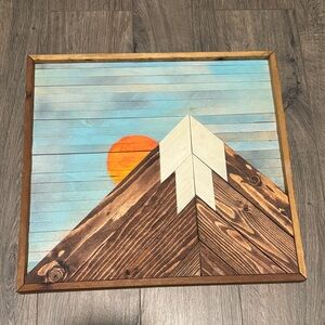 Geometric Mountain Wall Art with Sun